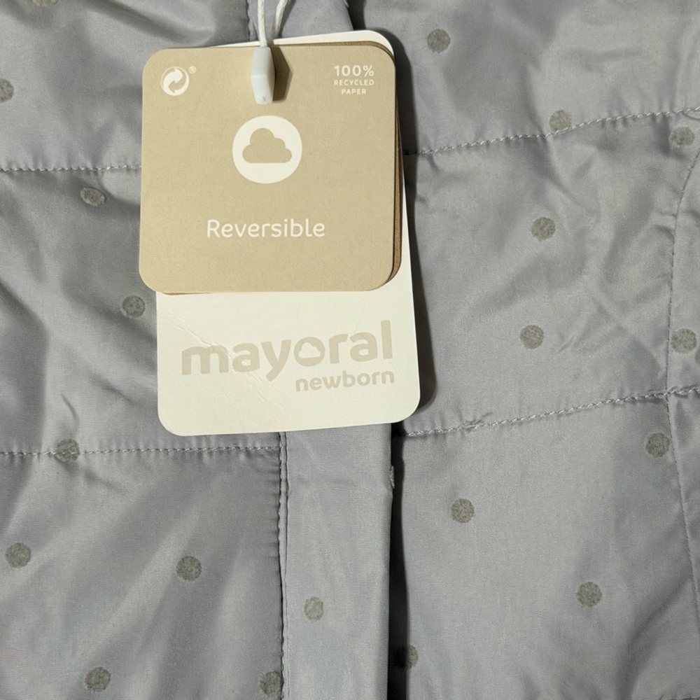 Mayoral Reversible Baby Puffer Coat | Faux Fur | Gray | 4–6M (70 cm) - Picture 4 of 11